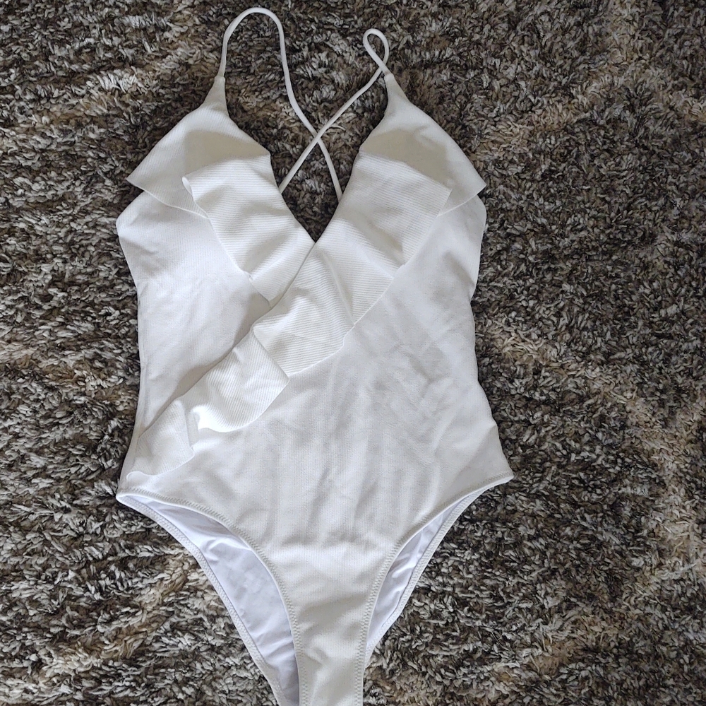 Cupshe Red Ruffle Wrap V Neck One Piece Swimsuit